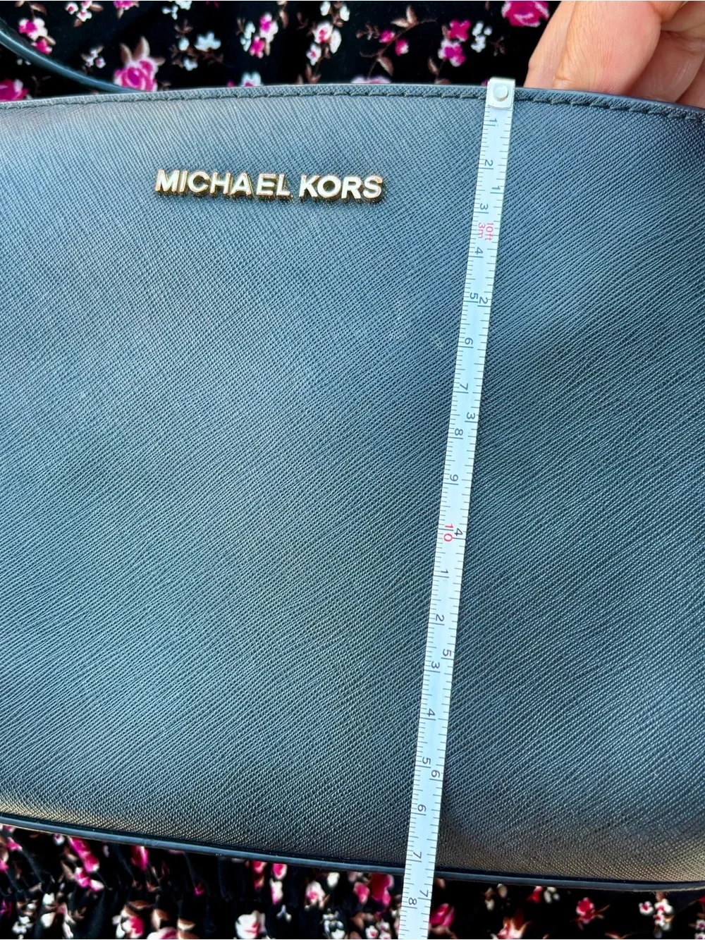 Michael Kors Black Saffiano Leather Shoulder Tote with Gold Hardware